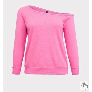 Torrid NEON PINK TERRY OFF SHOULDER SWEATSHIRT size 3